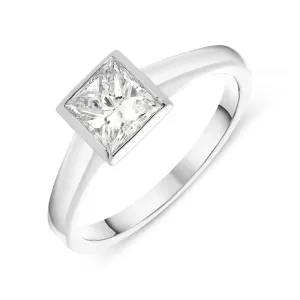 18ct White Gold 1.12ct Diamond Princess Cut Solitaire Ring