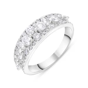 18ct White Gold 1.37ct Diamond Three Row Half Eternity Ring