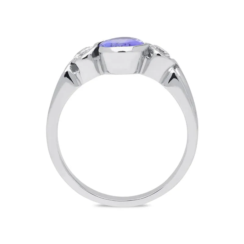 18ct White Gold 1.40ct Tanzanite Diamond Oval Cut Ring