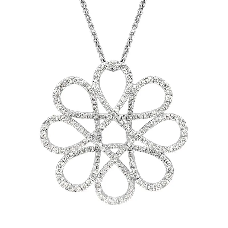 18ct White Gold 1.43ct Diamond Interlocking Floral Necklace