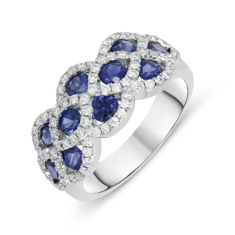 18ct White Gold 1.48ct Sapphire Diamond Lattice Ring