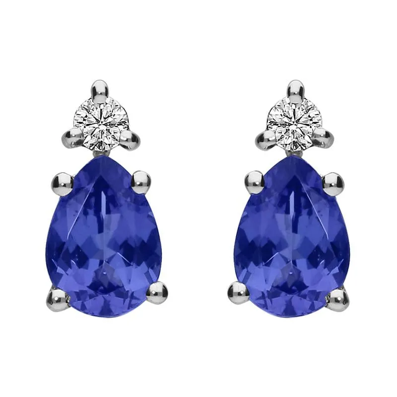 18ct White Gold 1.49ct Tanzanite Diamond Pear Stud Earrings
