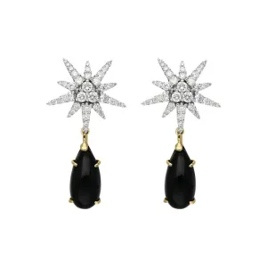 18ct White Gold 1.63ct Diamond Whitby Jet Star Drop Earrings D