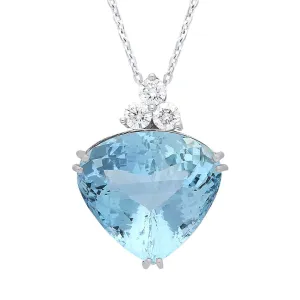 18ct White Gold 20ct Aquamarine Diamond Necklace D