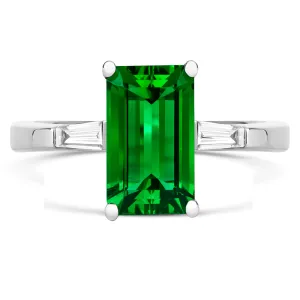 18ct White Gold 3.63ct Green Tourmaline Diamond Emerald Cut Ring