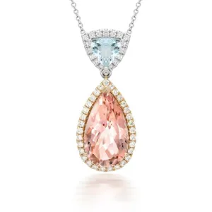 18ct White Gold 4.98ct Morganite and Aquamarine Necklace D