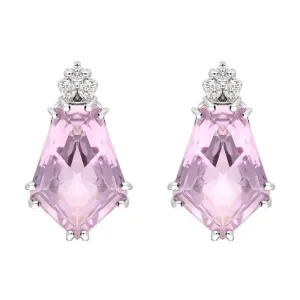 18ct White Gold 6.07ct Amethyst 0.09ct Diamond Stud Earrings D