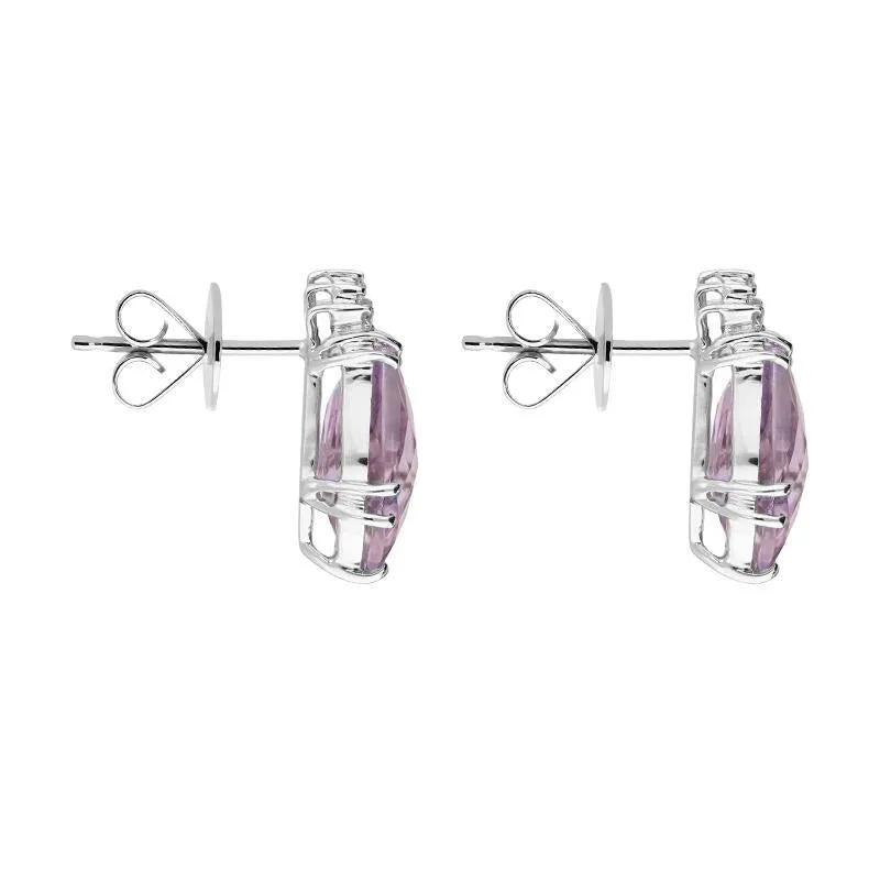 18ct White Gold 6.07ct Amethyst 0.09ct Diamond Stud Earrings D