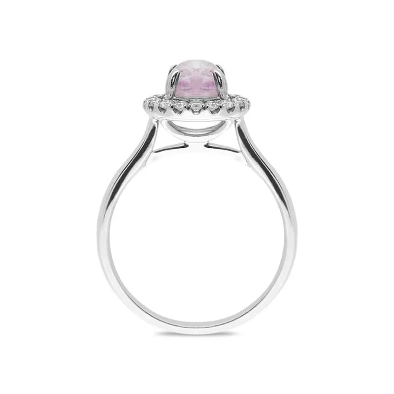18ct White Gold Blue John 0.24ct Diamond Halo Ring D