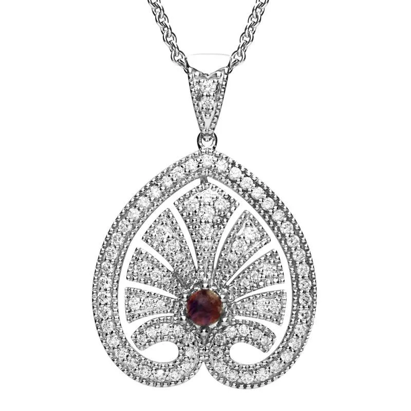 18ct White Gold Blue John 0.85ct Diamond Style & Fashion Leaf Necklace