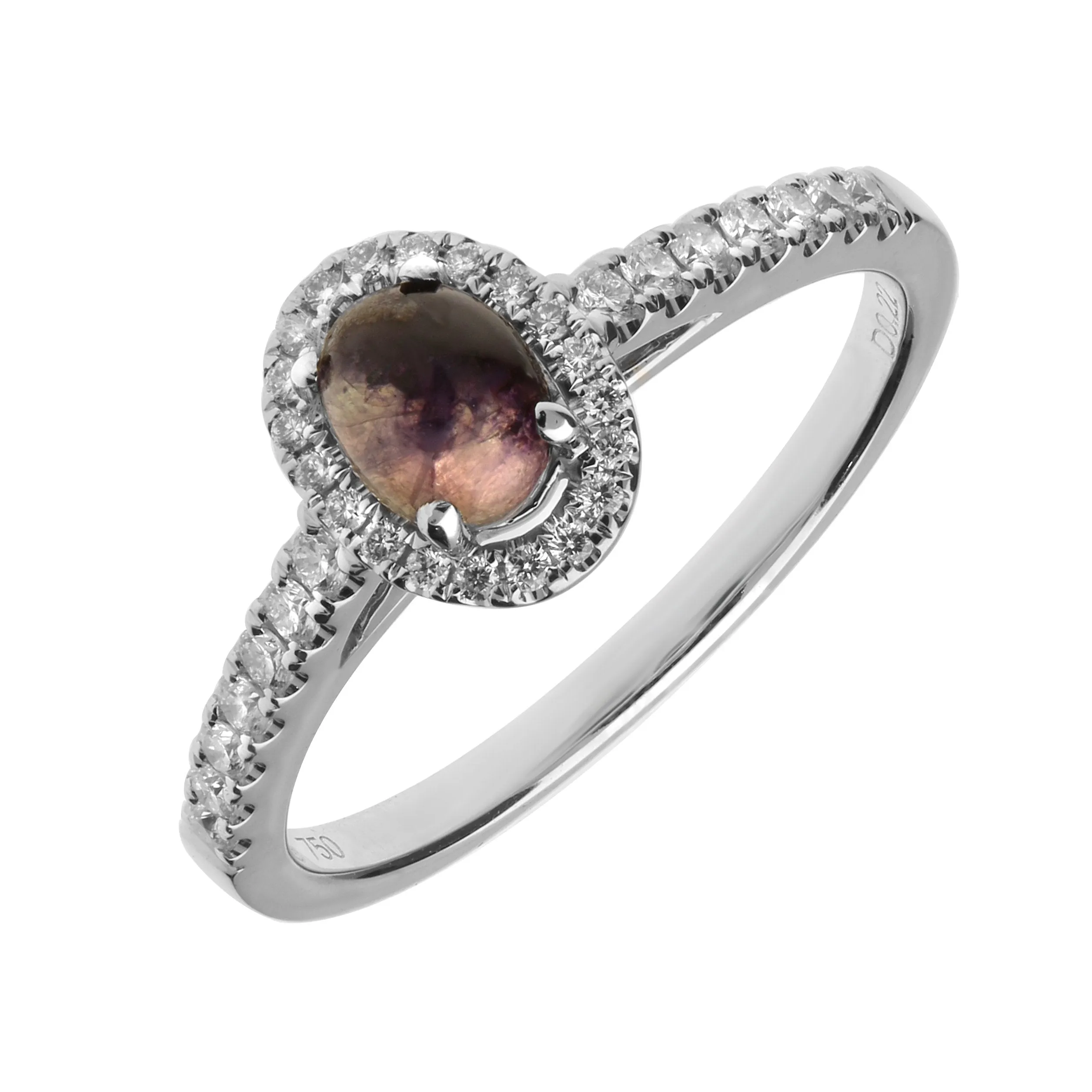 18ct White Gold Blue John Diamond Oval Ring