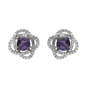18ct White Gold Blue John Diamond Swirl Stud Earrings