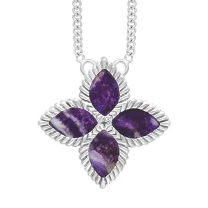 18ct White Gold Blue John eden Large Marquise Flower Necklace