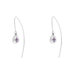 18ct White Gold Blue John Fleur De Lis Disc Drop Earrings
