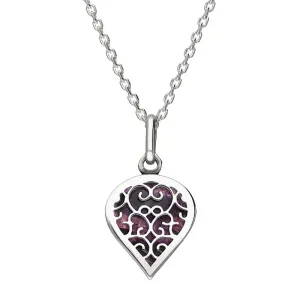 18ct White Gold Blue John Flore Filigree Small Heart Necklace