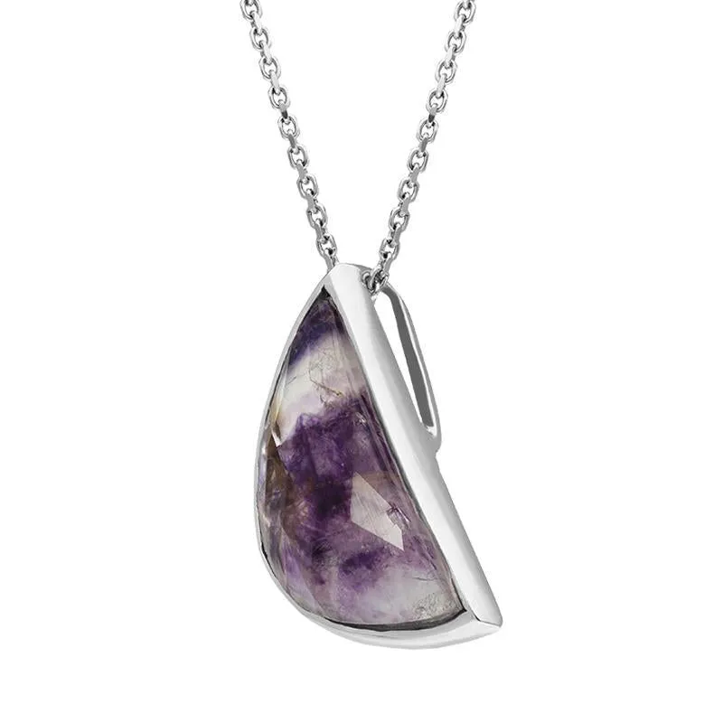 18ct White Gold Blue John Half Moon Necklace