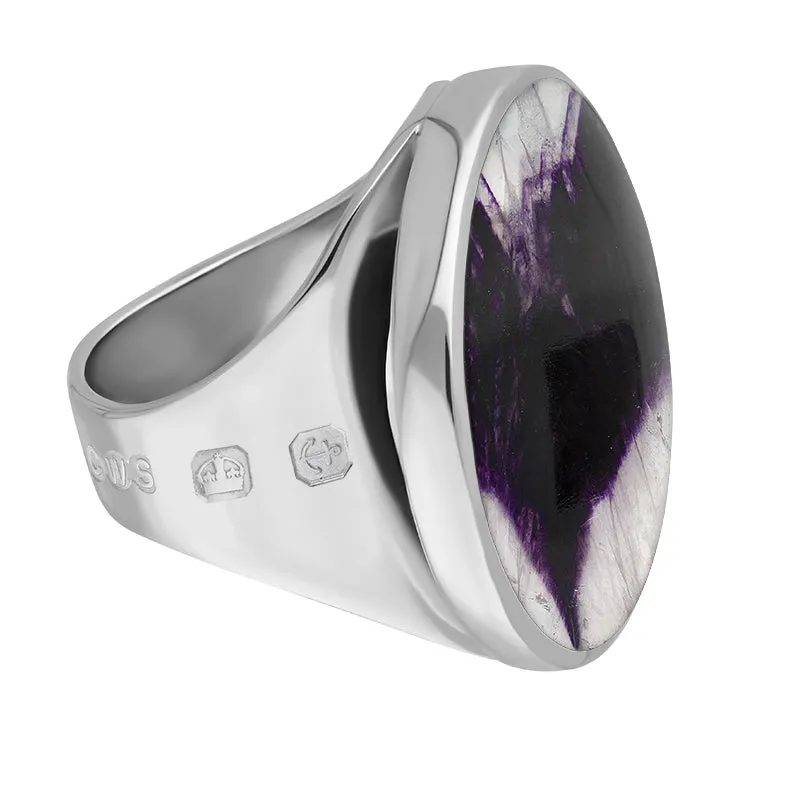 18ct White Gold Blue John Hallmark Medium Round Ring