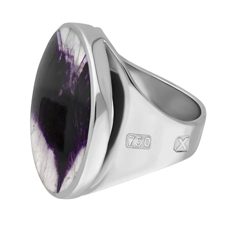 18ct White Gold Blue John Hallmark Medium Round Ring