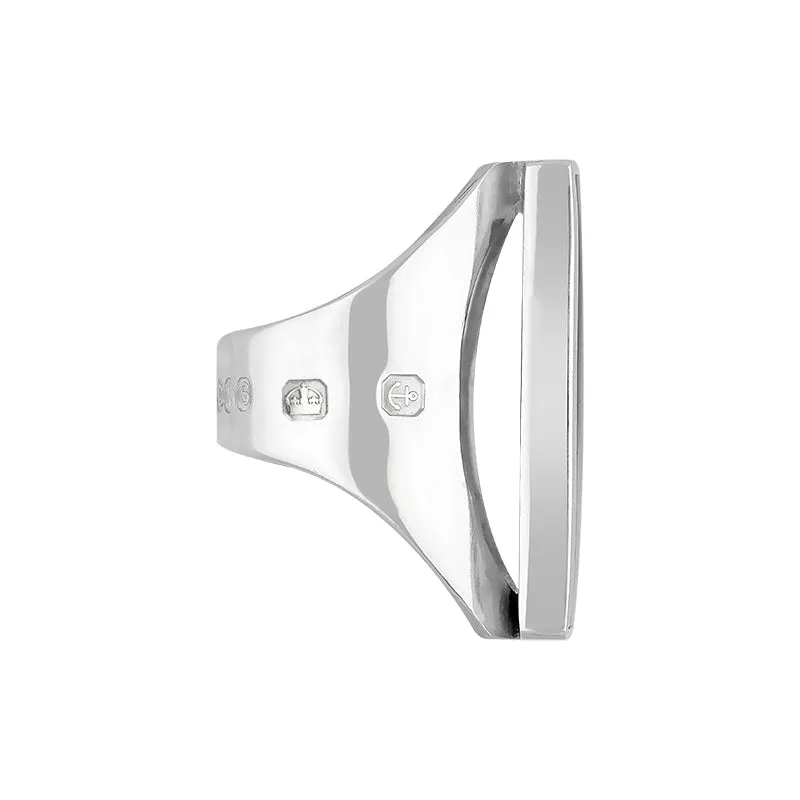 18ct White Gold Blue John King's Coronation Hallmark Large Oblong Ring D