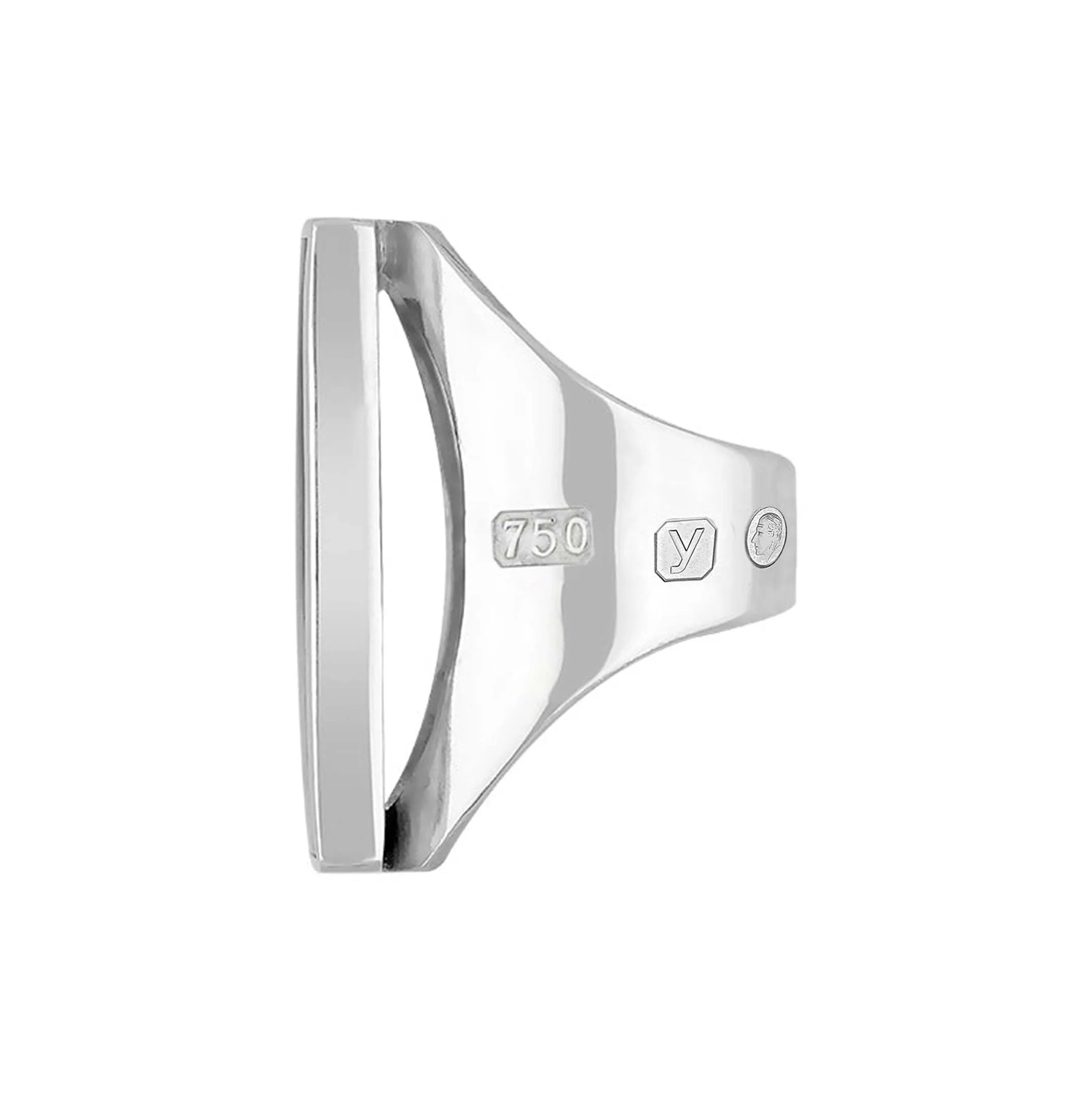18ct White Gold Blue John King's Coronation Hallmark Large Oblong Ring D