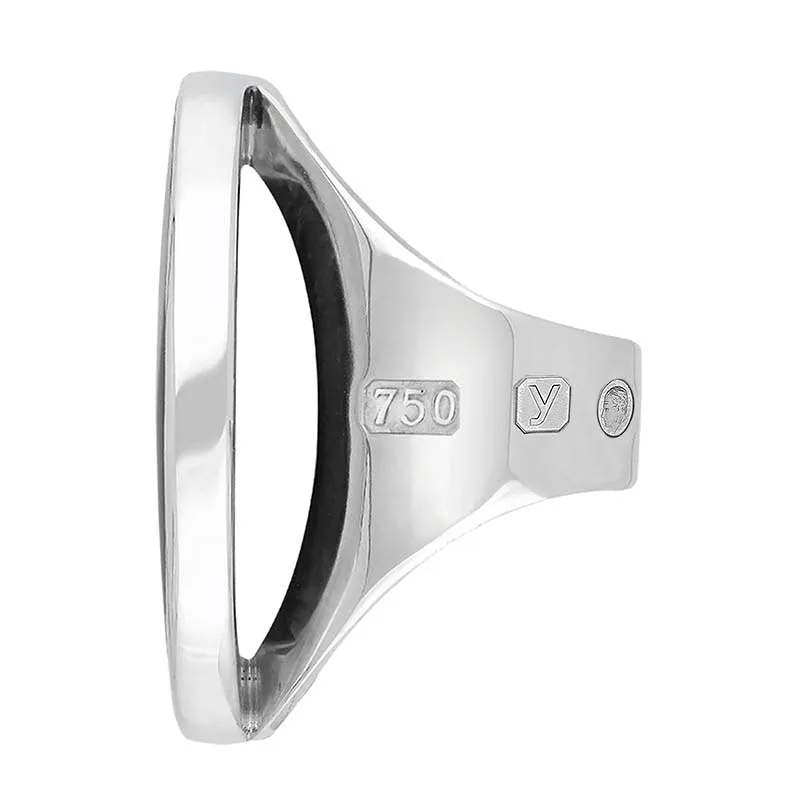 18ct White Gold Blue John King's Coronation Hallmark Large Round Ring D