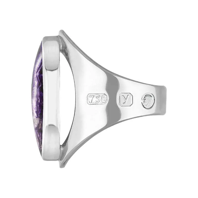 18ct White Gold Blue John King's Coronation Hallmark Medium Oval Ring D