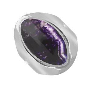 18ct White Gold Blue John King's Coronation Hallmark Medium Oval Ring D