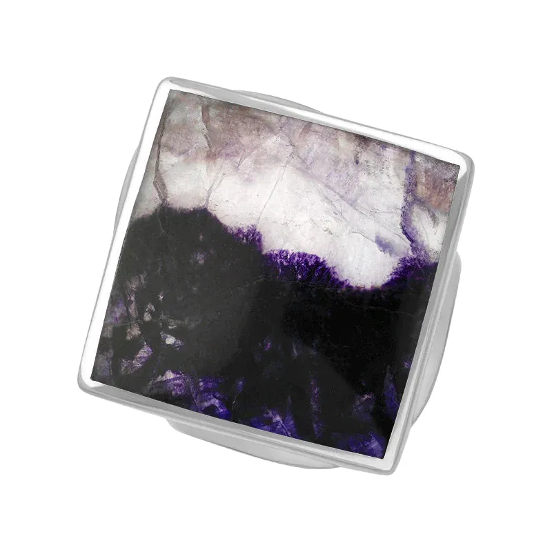 18ct White Gold Blue John King's Coronation Hallmark Medium Rhombus Ring D