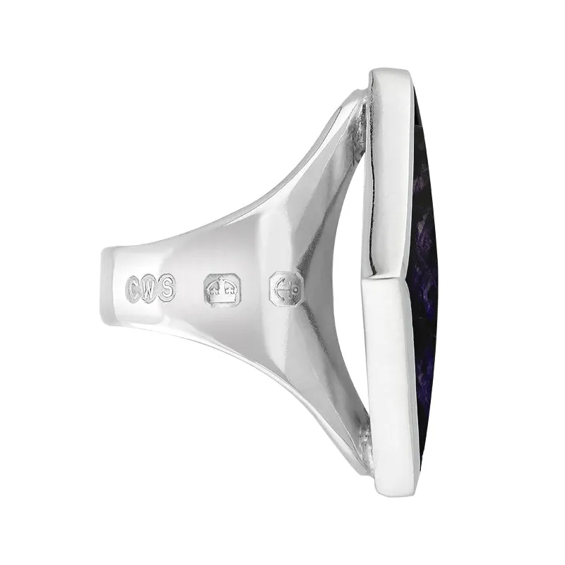 18ct White Gold Blue John King's Coronation Hallmark Medium Rhombus Ring D