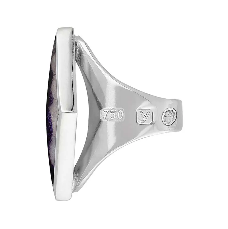 18ct White Gold Blue John King's Coronation Hallmark Medium Rhombus Ring D