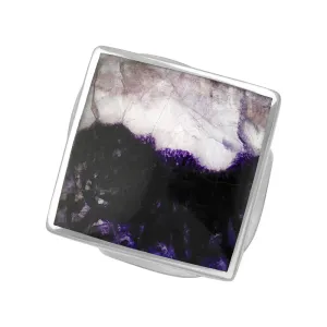 18ct White Gold Blue John King's Coronation Hallmark Medium Rhombus Ring D