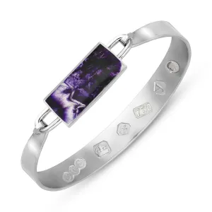 18ct White Gold Blue John King's Coronation Hallmark Wide Oblong Bangle D