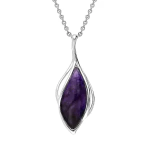 18ct White Gold Blue John Open Marquise Shaped Necklace