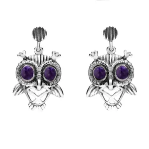 18ct White Gold Blue John Owl Stud Earrings