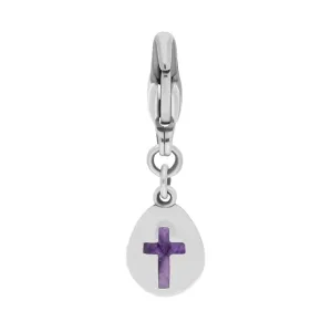 18ct White Gold Blue John Pear Shaped Cross Clip Charm