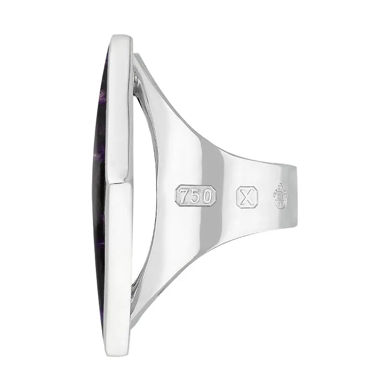 18ct White Gold Blue John Queen's Jubilee Hallmark Large Rhombus Ring D
