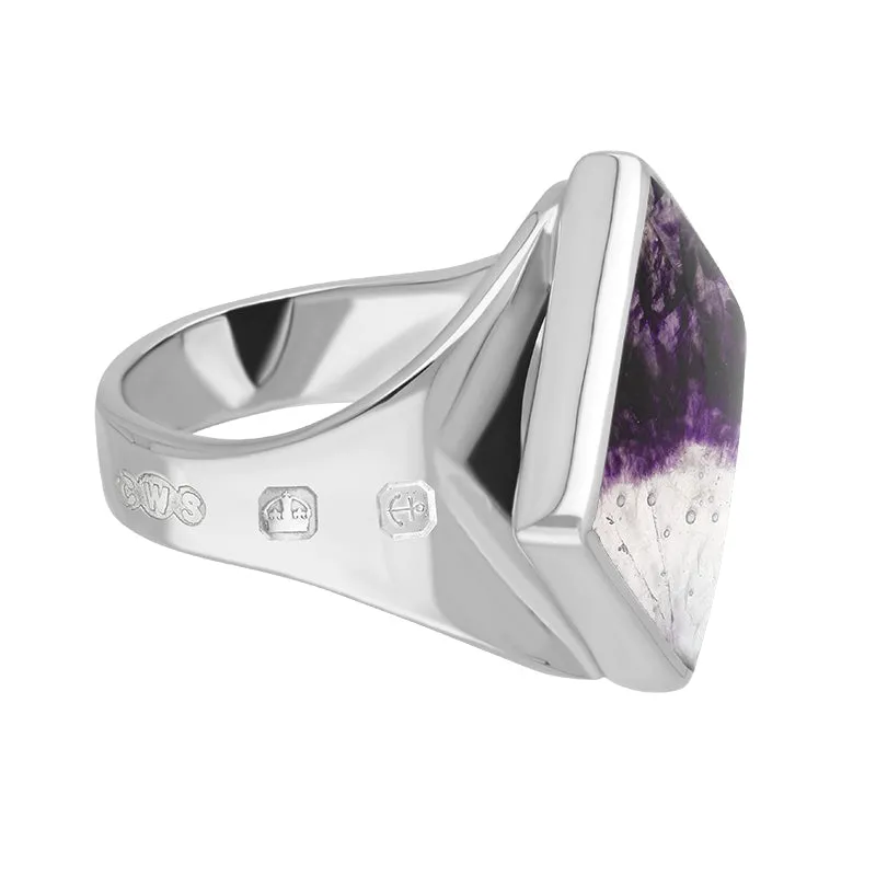 18ct White Gold Blue John Queen's Jubilee Hallmark Small Rhombus Ring D