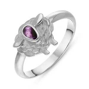 18ct White Gold Blue John Sheep Ring