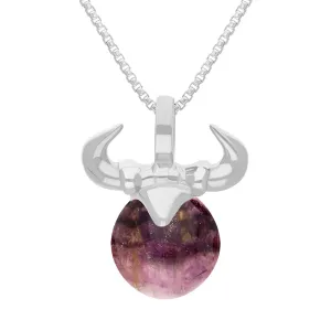18ct White Gold Blue John Zodiac Taurus 10mm Bead Pendant