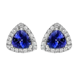 18ct White Gold Tanzanite Diamond Stud Earrings