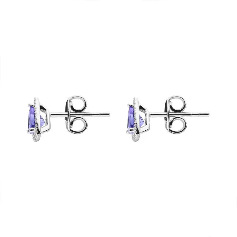 18ct White Gold Tanzanite Diamond Stud Earrings