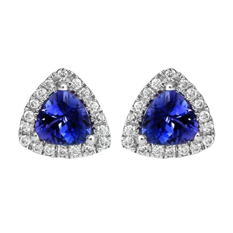 18ct White Gold Tanzanite Diamond Stud Earrings