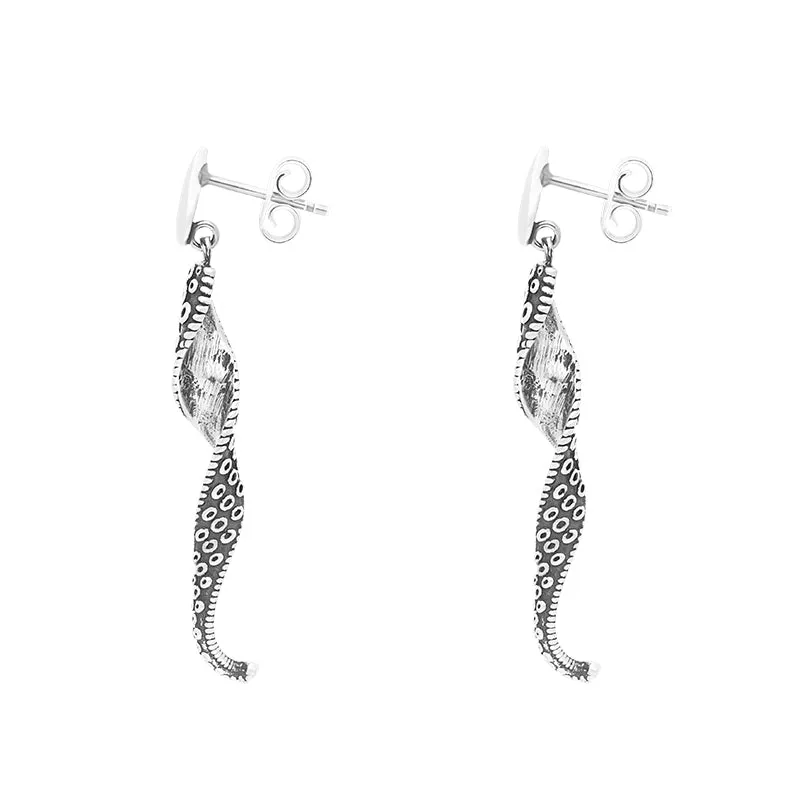 18ct White Gold Tentacle Twist Drop Earrings