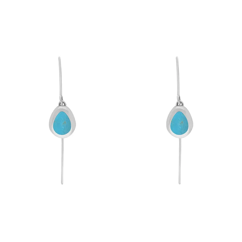 18ct White Gold Turquoise Cross Disc Drop Earrings