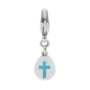 18ct White Gold Turquoise Pear Shaped Cross Clip Charm