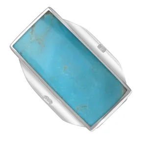 18ct White Gold Turquoise Queen's Jubilee Hallmark Large Oblong Ring D