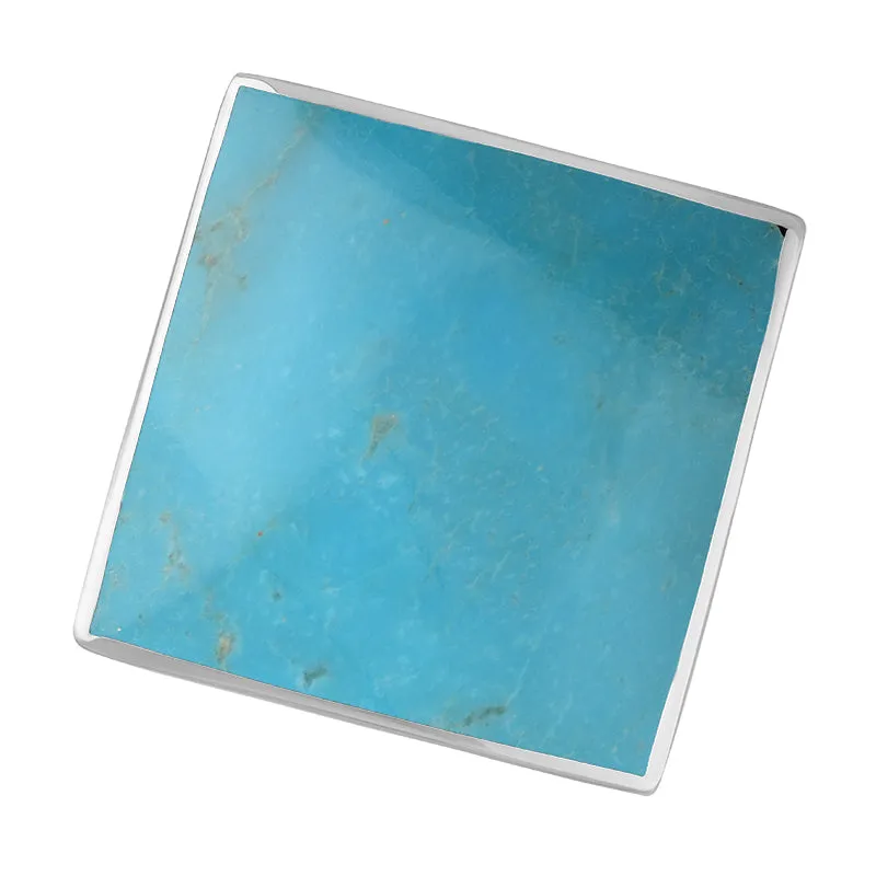 18ct White Gold Turquoise Queen's Jubilee Hallmark Large Rhombus Ring D