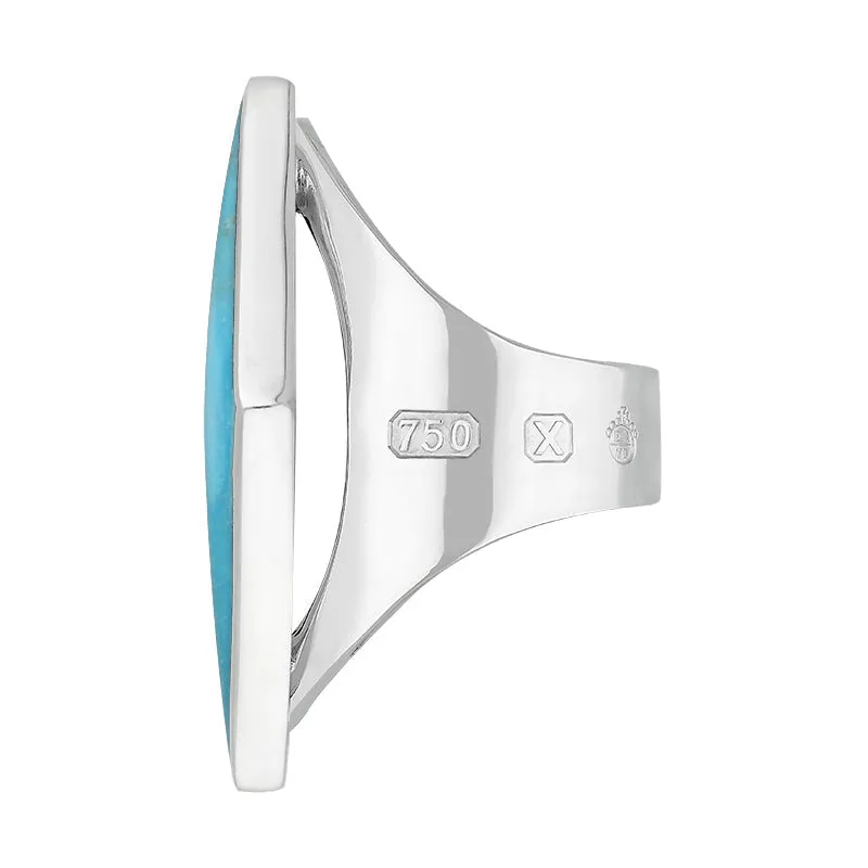 18ct White Gold Turquoise Queen's Jubilee Hallmark Large Rhombus Ring D