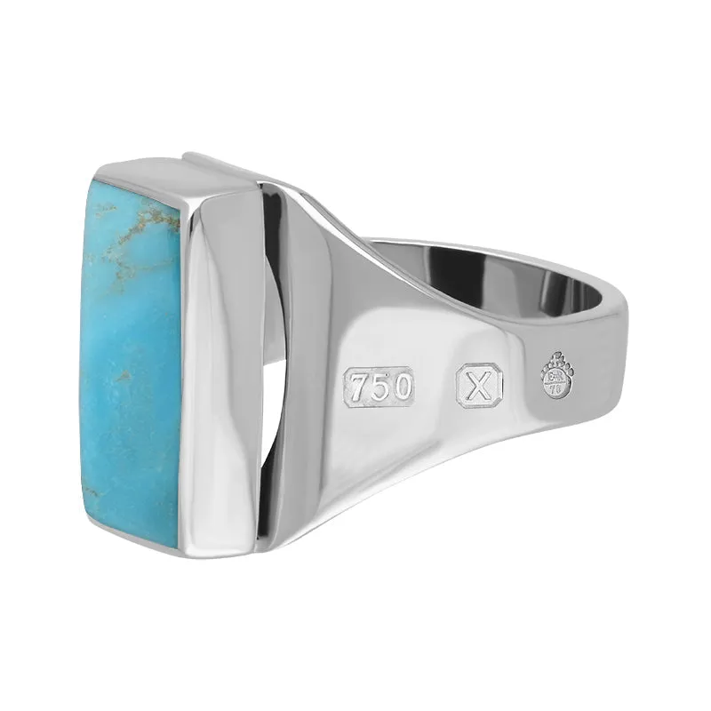 18ct White Gold Turquoise Queen's Jubilee Hallmark Small Oblong Ring D