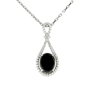 18ct White Gold Whitby Jet 0.24ct Diamond Loop Necklace